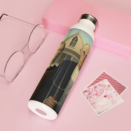 American Gothic by Grant Wood Slim Water Bottle