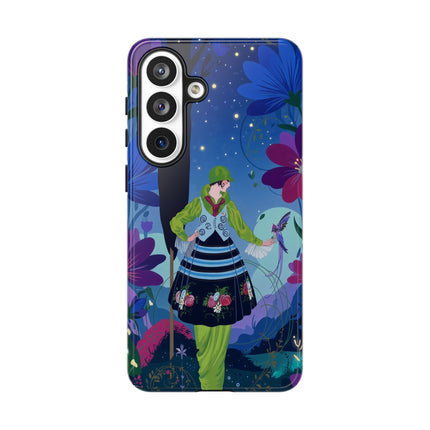 🌸🐦 The Lady Of The Midnight Bird Garden Phone Case – Art Deco Floral Fantasy