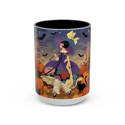 🌙🎃 The Moonlit Garden Walk Colorful Mug – Elegant Halloween Charm
