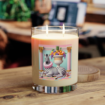 Still Life with Zebra, Fruit, and Pink Columns Scented Candle - Full Glass, 11oz