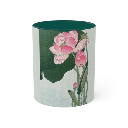 Blooming Lotus Flowers by Ohara Koson Colorful Mugs, 11oz