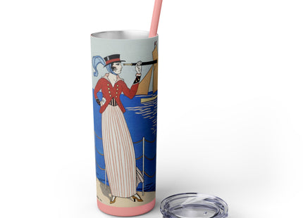 Costume de Yacht by George Barbier Skinny Tumbler with Straw, 20oz