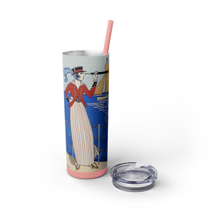 Costume de Yacht by George Barbier Skinny Tumbler with Straw, 20oz