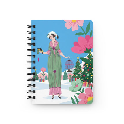 🐦🎄 The Lady Of The Christmas Songbird Spiral Notebook – Art Deco Holiday Fantasy