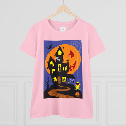 Halloween Night at the Haunted House Women's Midweight Cotton Tee