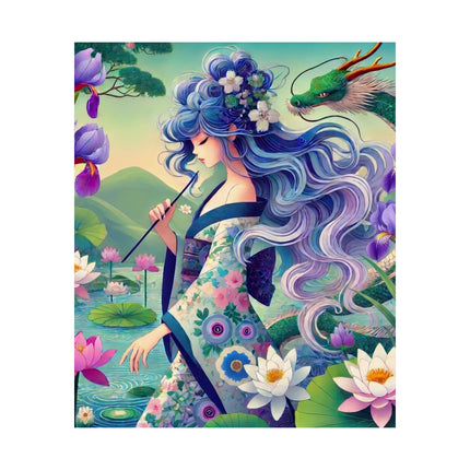 🐉🪷 Fairy of the Koi Pond Matte Vertical Poster – Tranquil Magic & Dragon Grace