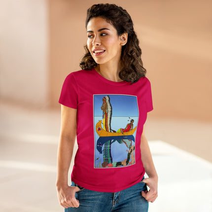 Le long du Missouri (Indian couple in a canoe on the Missouri River) by George Barbier Women's Midweight Cotton Tee