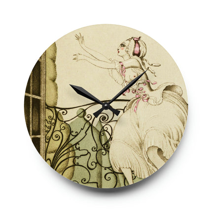 Sur talons rouges (On Red Heels) pl 02 by Gerda Wegener Acrylic Wall Clock, Round and Square