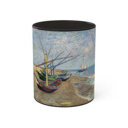 Fishing Boats on the Beach at Saintes-Maries by Vincent Van Gogh Colorful Mugs, 11oz