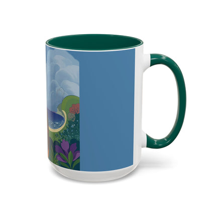 The Lady And The Sea Breeze Colorful Mugs – Art Deco Coastal Serenity