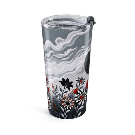 🌹☂️ The Lady In The Storm Tumbler, 20oz – Art Deco Floral Drama