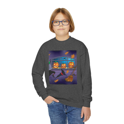 Whimsical Halloween Mischief Youth Crewneck Sweatshirt