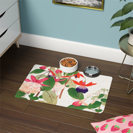 Vintage Fuchsia Cascade Pet Food Mat – Elegant Hanging Blooms