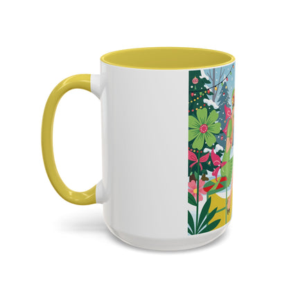 ☕🎄 Christmas Tea In The Snow Garden Colorful Mug – Art Deco Holiday Friendship