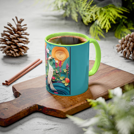 Elegant Egret Oasis Colorful Mugs (11oz, 15oz)