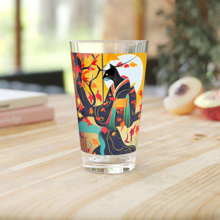 Black Cat in Kimono Glass, 16oz
