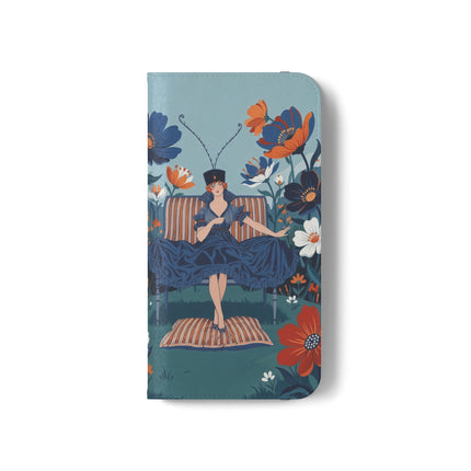 🌺🎩 The Lady Of The Grand Flower Garden Flip Case – Art Deco Floral Fantasy