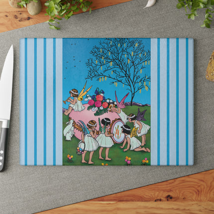 Enchanted Easter Gathering Glass Cutting Board
