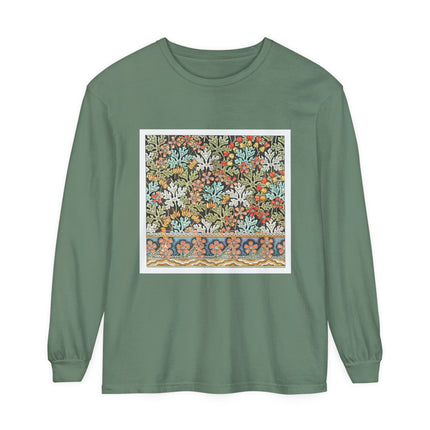 Art Nouveau Geranium Flower Garment-dyed Long Sleeve T-Shirt