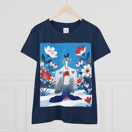 🌸❄️ The Winter Blossom Kimono Cotton Tee – Japanese-Inspired Floral Elegance