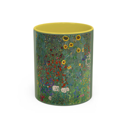 Farm Garden with Sunflowers by Gustav Klimt Colorful Mugs (11oz, 15oz)