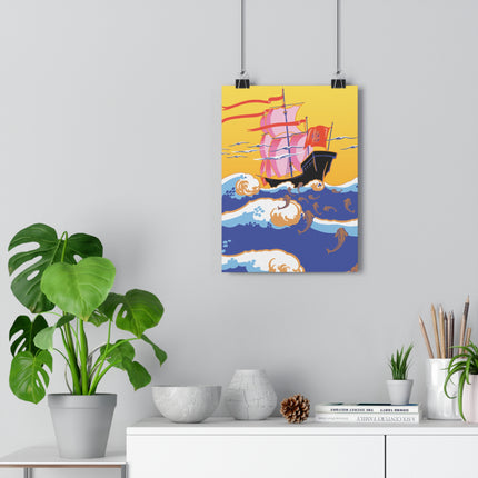 Golden Seas and Whimsical Dreams Giclée Art Print