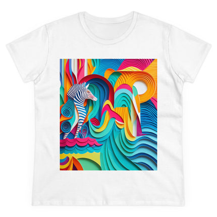 Surfing Zebra Women's Midweight Cotton Tee