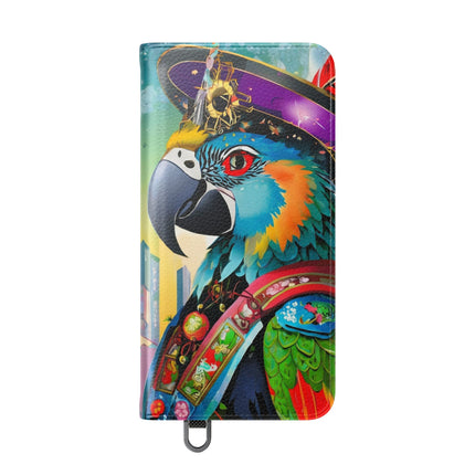 🦜⚡ Tech Plumes Flip Case – Neon Feathers & Futuristic Brilliance