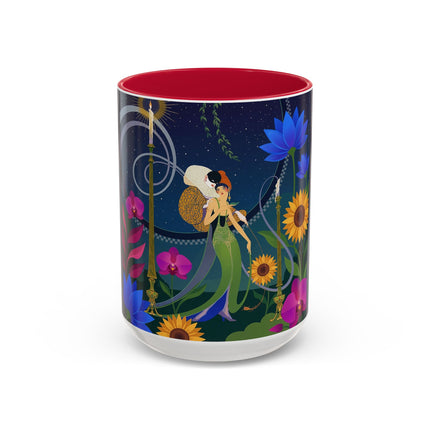 The Lady Of The Starlit Candles Colorful Mugs – Art Deco Theatrical Romance