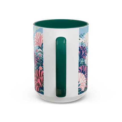 🌸🦋 The Enchanted Pink Blossom Retreat Colorful Mug – Art Deco Floral Whimsy