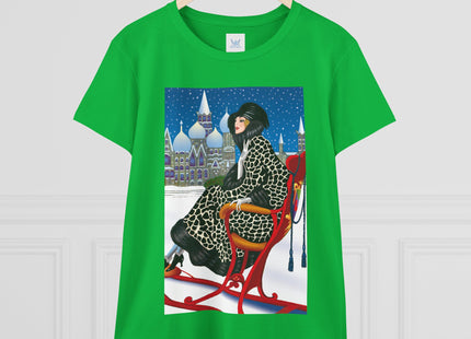 Elegant Winter Woman in Sleigh Women's Midweight Cotton Tee