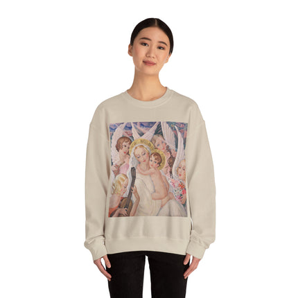 Madonna with Child Surrounded by Musical Angels by Gerda Wegener Heavy Blend™ Crewneck Sweatshirt