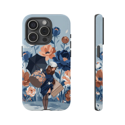 ☂️🌺 The Lady Of The Traveling Garden Phone Case – Art Deco Floral Adventure