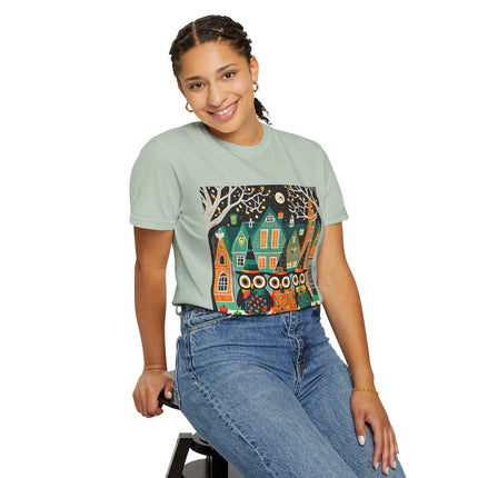 Night of the Trick-or-Treating Owlets Unisex Garment-Dyed T-shirt
