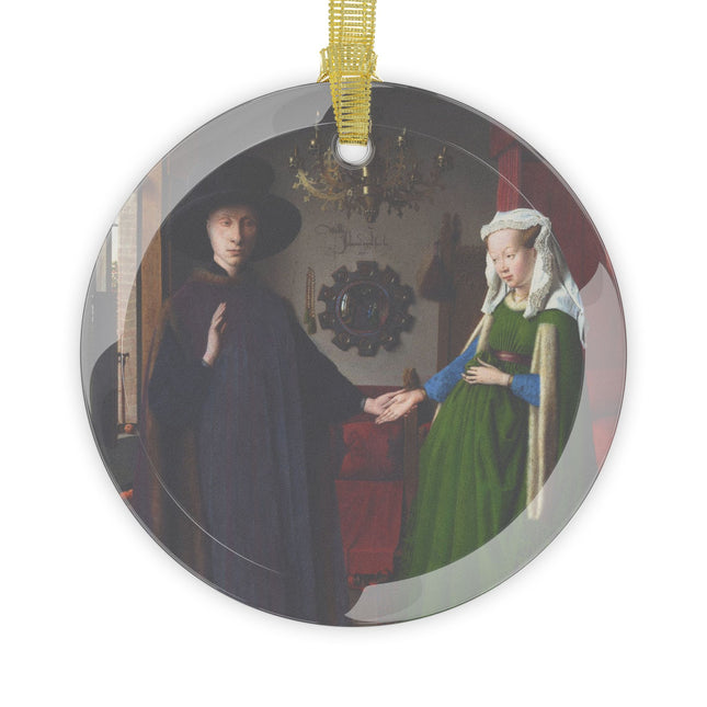 Arnolfini Portrait by Jan Van Eyck Glass Ornaments