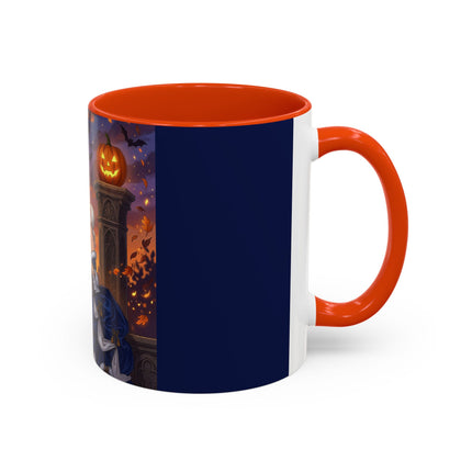 🎃💙 The Pumpkin Lantern Courtship Colorful Mug – Romantic Halloween Elegance