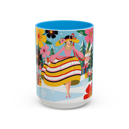 🌼🎄 The Christmas Blossom Belle Colorful Mug – Colorful Art Deco Holiday Fantasy
