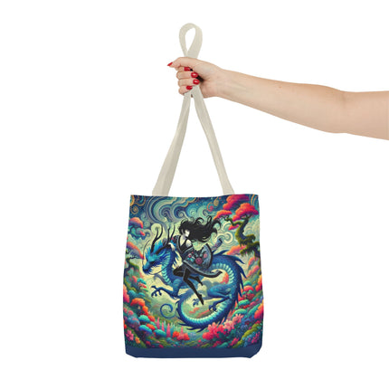 Mystic Guardian of the Sky Tote Bag – Warrior Fairy & Turquoise Dragon