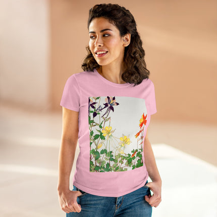 Aquilegia Flowers by Tanigami Kônan Women's Midweight Cotton Tee