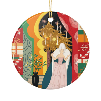 ❤️ The Lady Of The Candlelit Christmas Alcove Ceramic Ornament – Art Deco Holiday Elegance