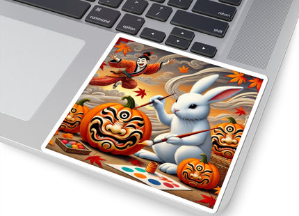 Halloween Rabbit’s Kabuki Jack-o’-Lanterns Kiss-Cut Stickers (3 Sizes)