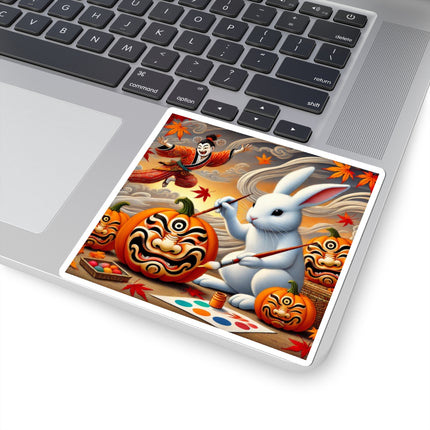 Halloween Rabbit’s Kabuki Jack-o’-Lanterns Kiss-Cut Stickers (3 Sizes)