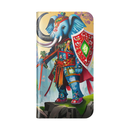 🐘⚔️ Cyberpunk Elephant Samurai Flip Case – Ancient Wisdom & Neon Power