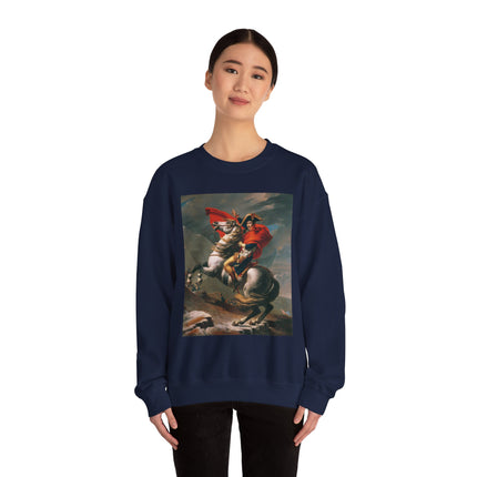 Napoleon Crossing the Alps by Jacques-Louis David Heavy Blend™ Crewneck Sweatshirt