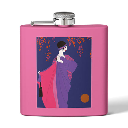 Crimson Shawl Geisha Flask – Elegant Mystery & Vibrant Grace
