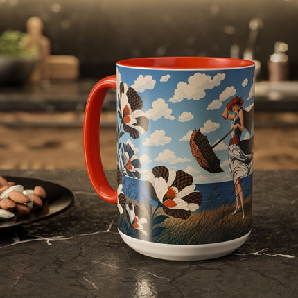 🌊🌼 The Windswept Seaside Promenade Colorful Mug – Art Deco Coastal Elegance