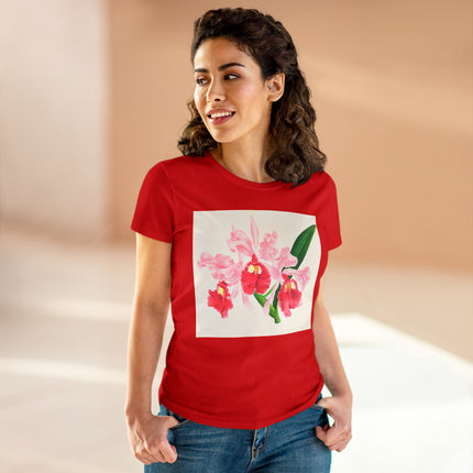 Cattleya gigas by Jean Jules Linden Women's Midweight Cotton Tee
