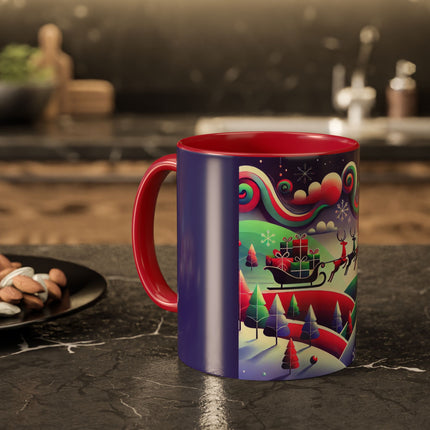 Festive Reindeer Flight Colorful Mugs (11oz, 15oz)