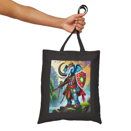Cyberpunk Elephant Cotton Canvas Tote Bag