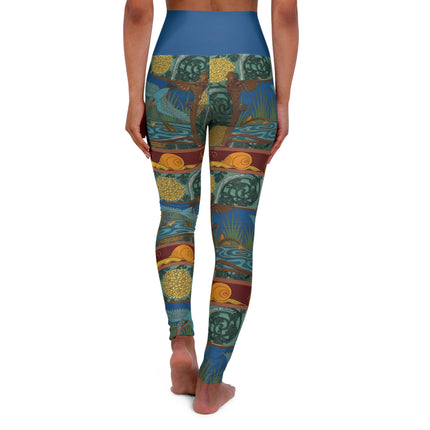 Kingfisher & Fish by Maurice Pillard Verneuil High Waisted Yoga Leggings (AOP)
